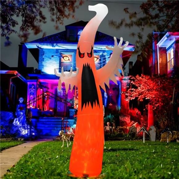 12 FT Halloween Inflatable High Ghost Red Eye with Built-in LEDs - Picture 3 of 6